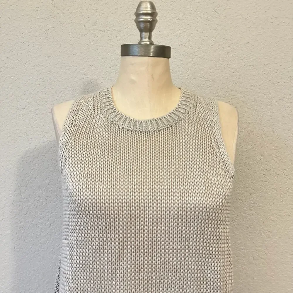 BANANA REPUBLIC Sweater Tank Beige Heirloom Linen Open Knit Pullover NWT - Picture 3 of 9